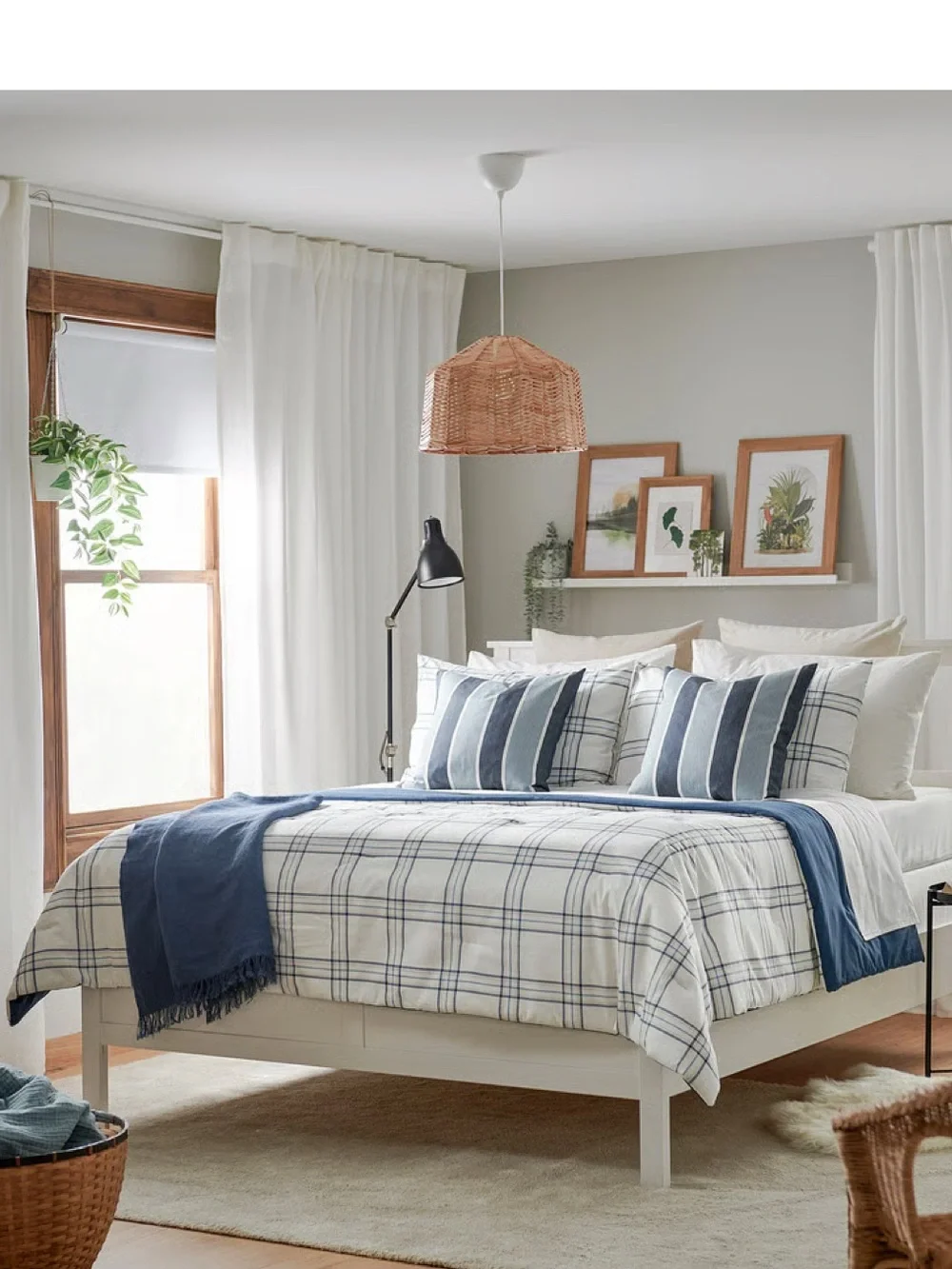 Blue Plaid Comforter Set with Navy Accents